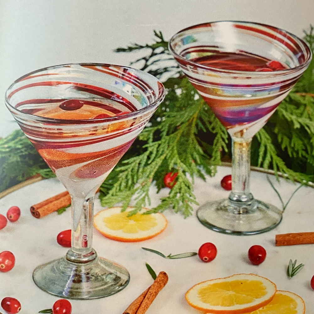 ⭐️HP⭐️🆕WOT|GlobeIn|2 Martini Glasses-Tropical Swirl (Mexico)